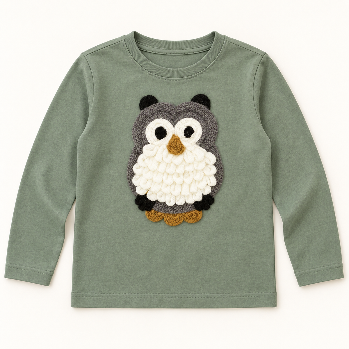 Woll-Applikation XL Eule grau/offwhite
