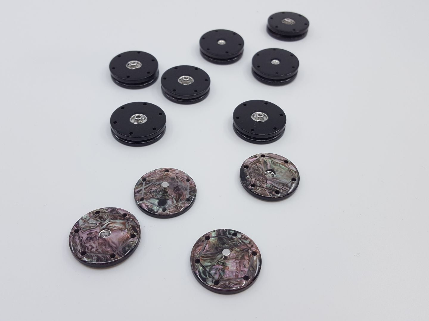 Annähdruckknöpfe perlmuttartig 27mm