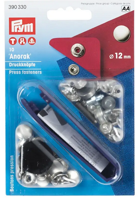 Nähfrei Druckknöpfe "Anorak" 12mm silberfarbig