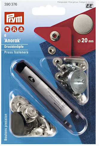 Nähfrei Druckknöpfe "Anorak Design flach" 20mm matt alteisen