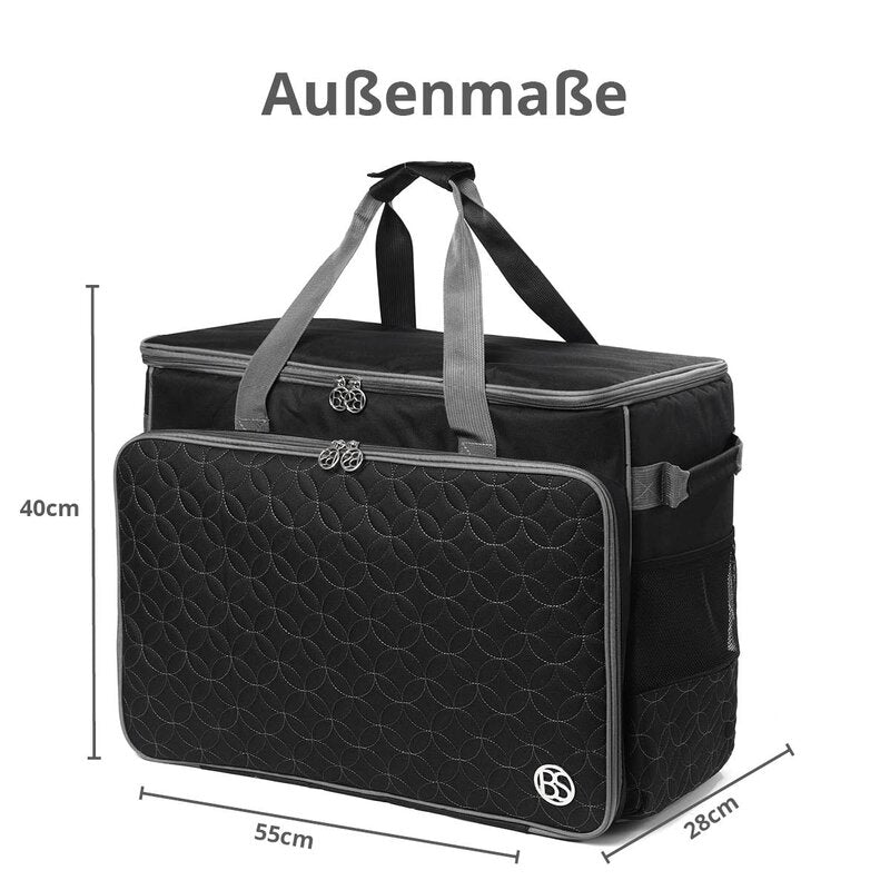 Nähmaschinentasche XL mit Trolley Kreismuster schwarz