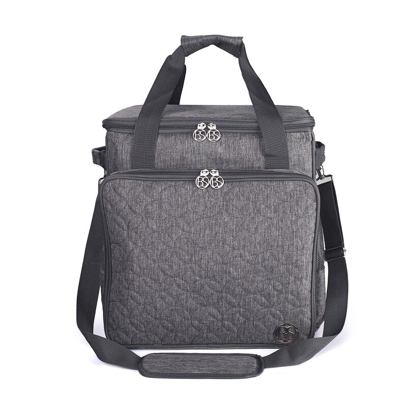 Overlocktasche mit Trolley Kreismuster grau
