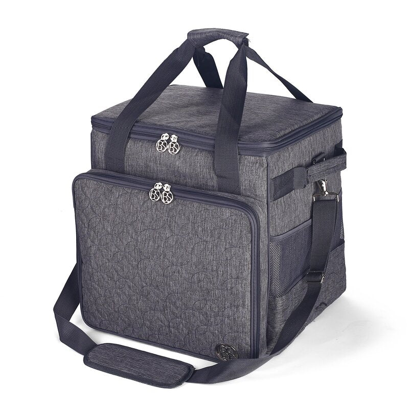 Overlocktasche mit Trolley Kreismuster grau