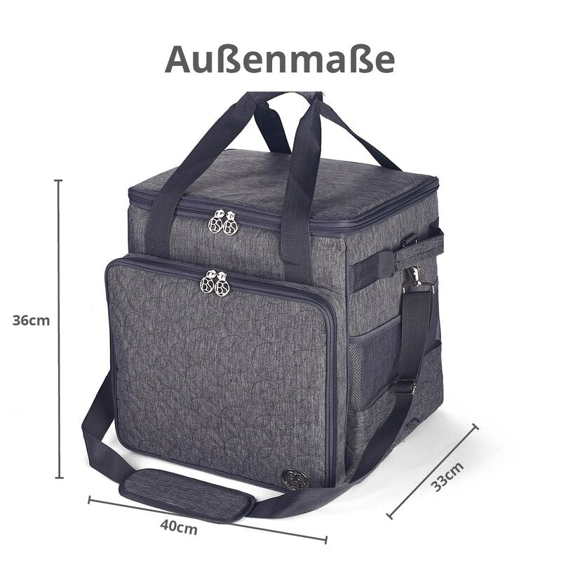 Overlocktasche mit Trolley Kreismuster grau