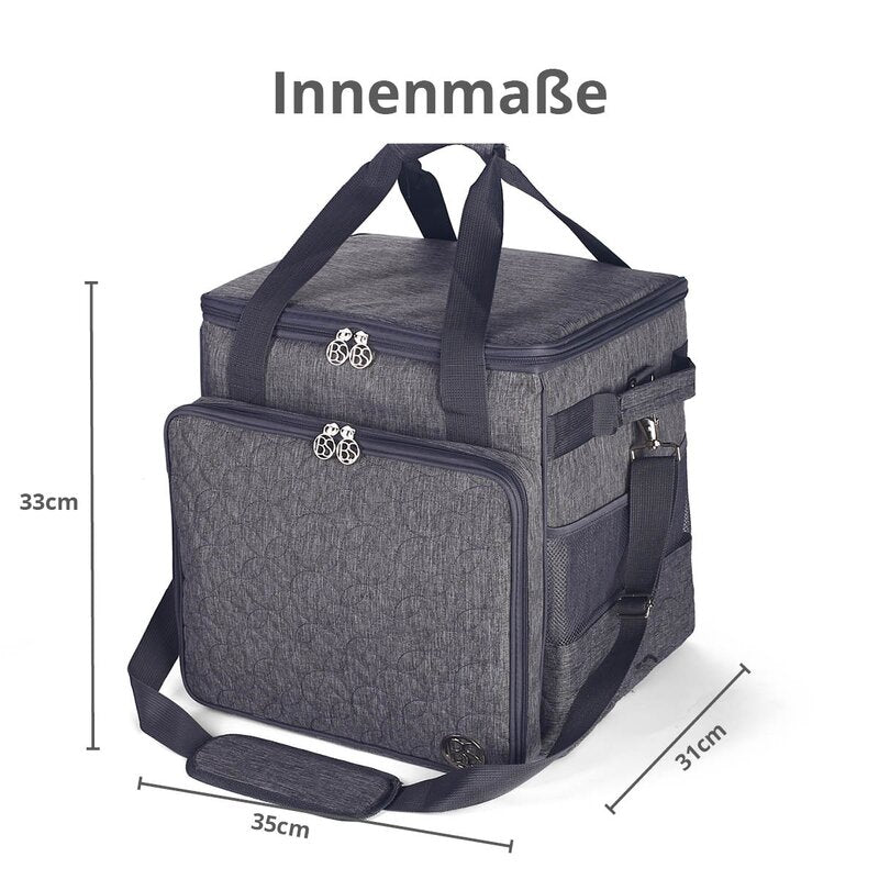 Overlocktasche mit Trolley Kreismuster grau