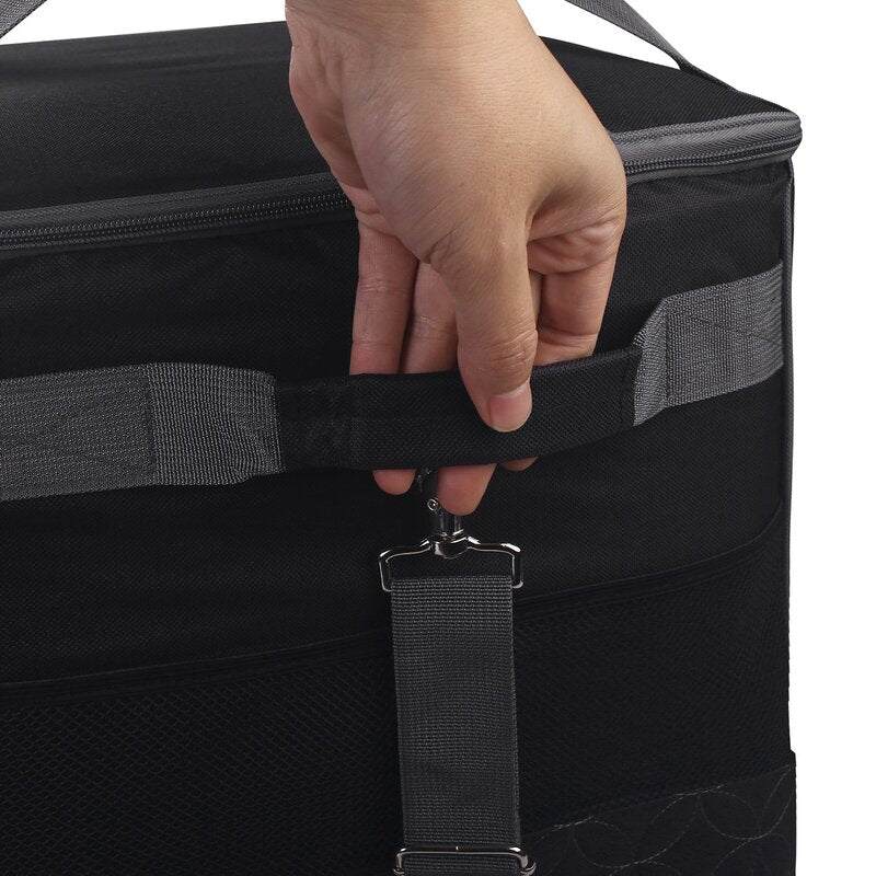 Overlocktasche mit Trolley Kreismuster schwarz