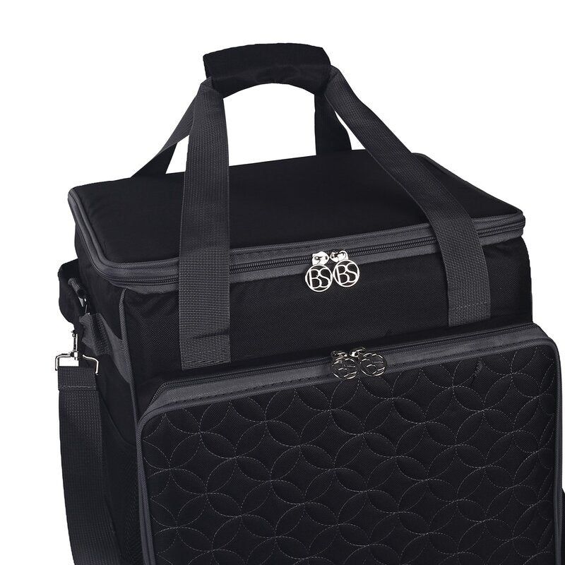 Overlocktasche mit Trolley Kreismuster schwarz