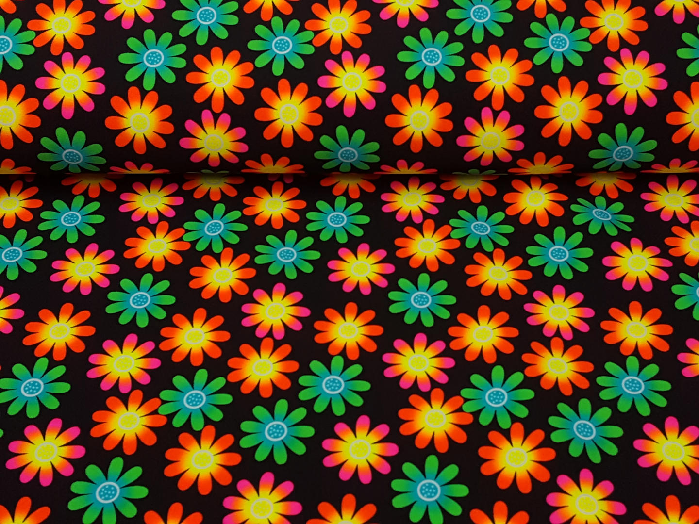Badeanzugstoff schwarz/neon bunt