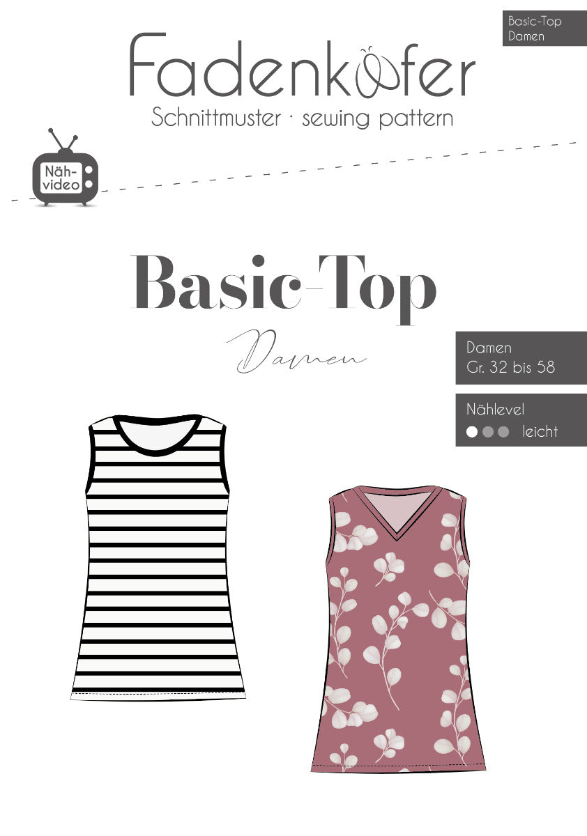 Papierschnittmuster Basic-Top Damen von Fadenkäfer