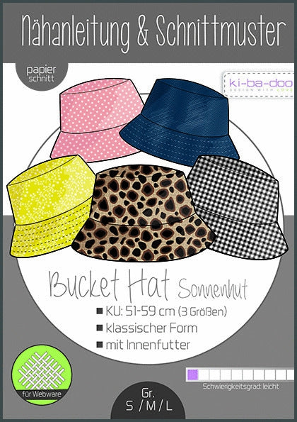 Basic Bucket Hat Sonnenhut, Ki-ba-doo Papierschnittmuster