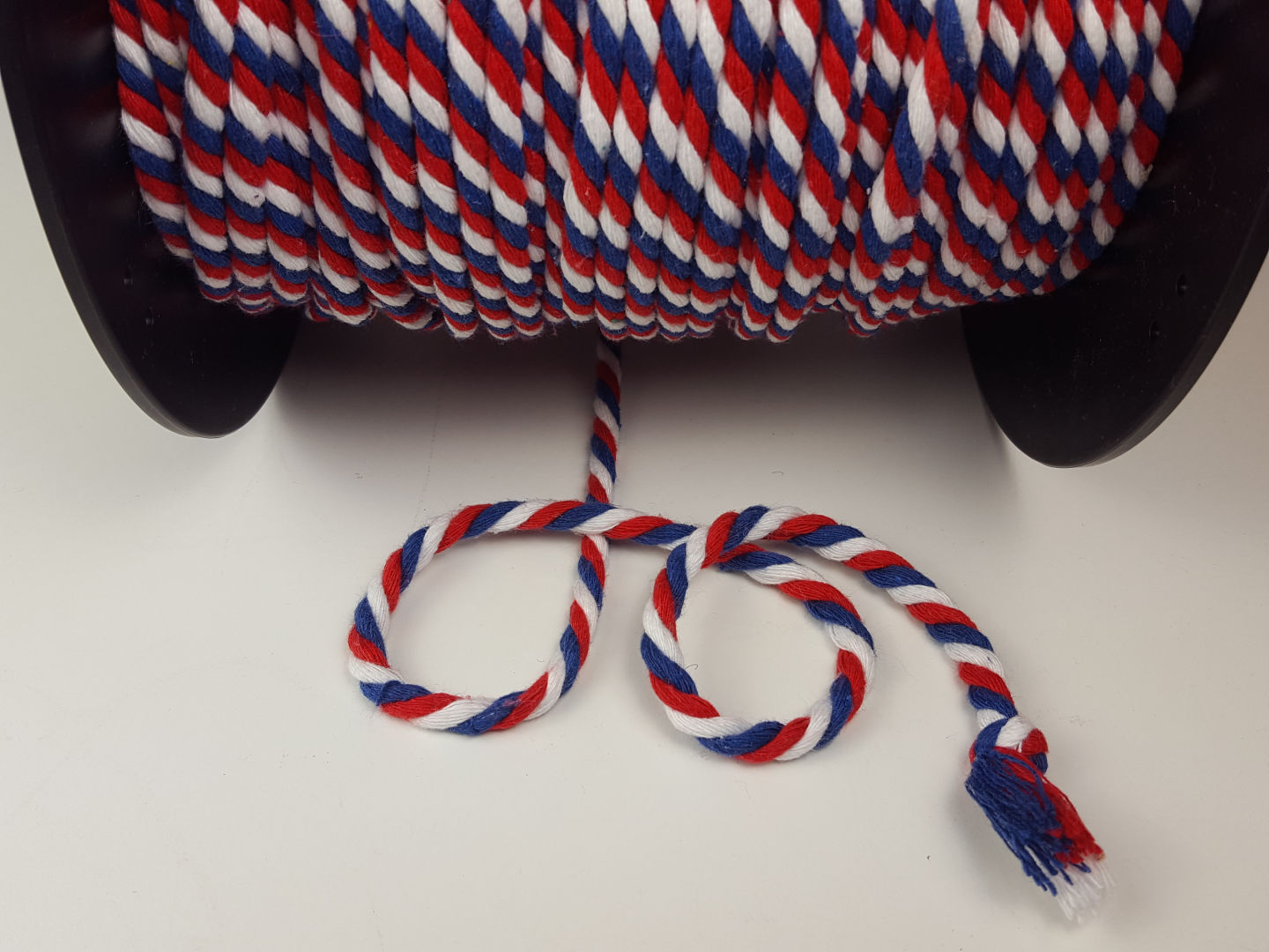 Baumwollkordel 7mm gedreht, blau/rot/weiss