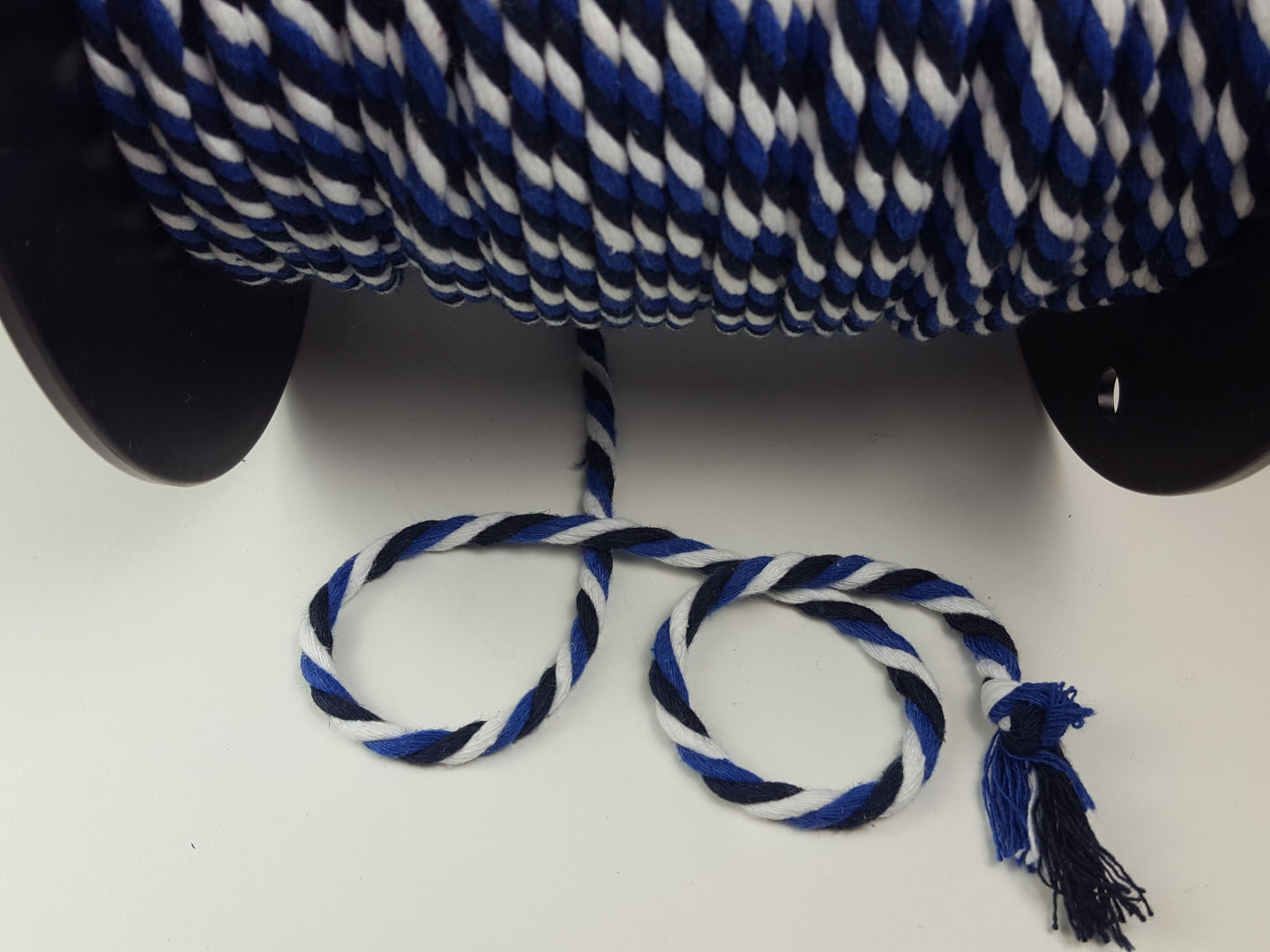Baumwollkordel 7mm gedreht, navyblau/schwarz/weiss