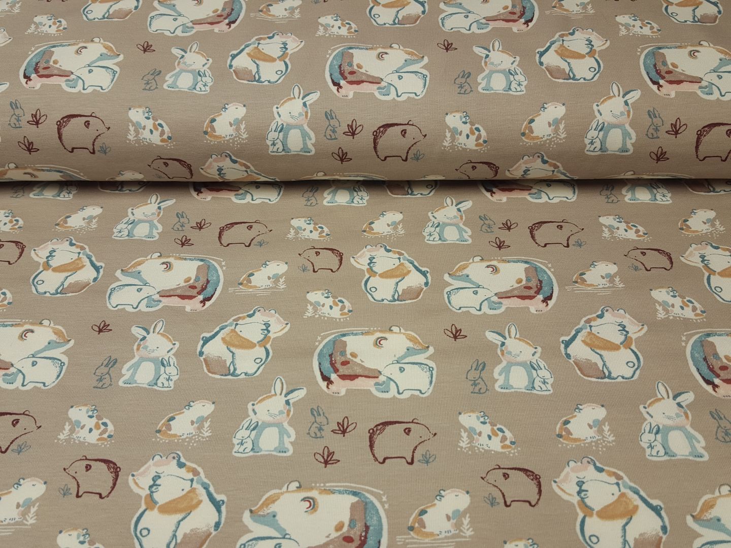 Bears and Rabbits beige/bordeaux/offwhite/dustyblau