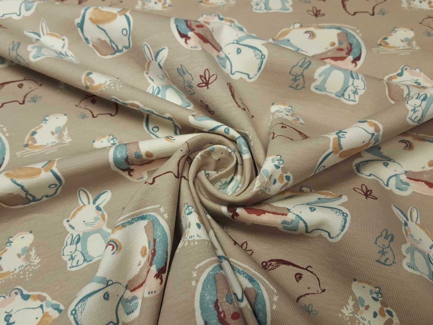 Bears and Rabbits beige/bordeaux/offwhite/dustyblau