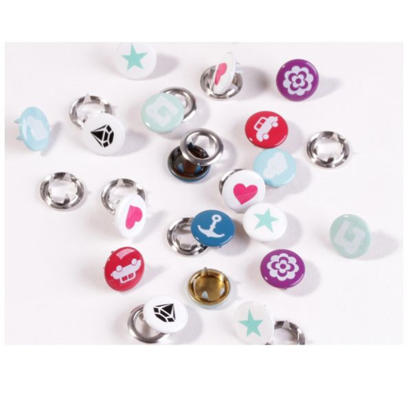 bedruckte Jersey Druckknöpfe verschiedene Motive