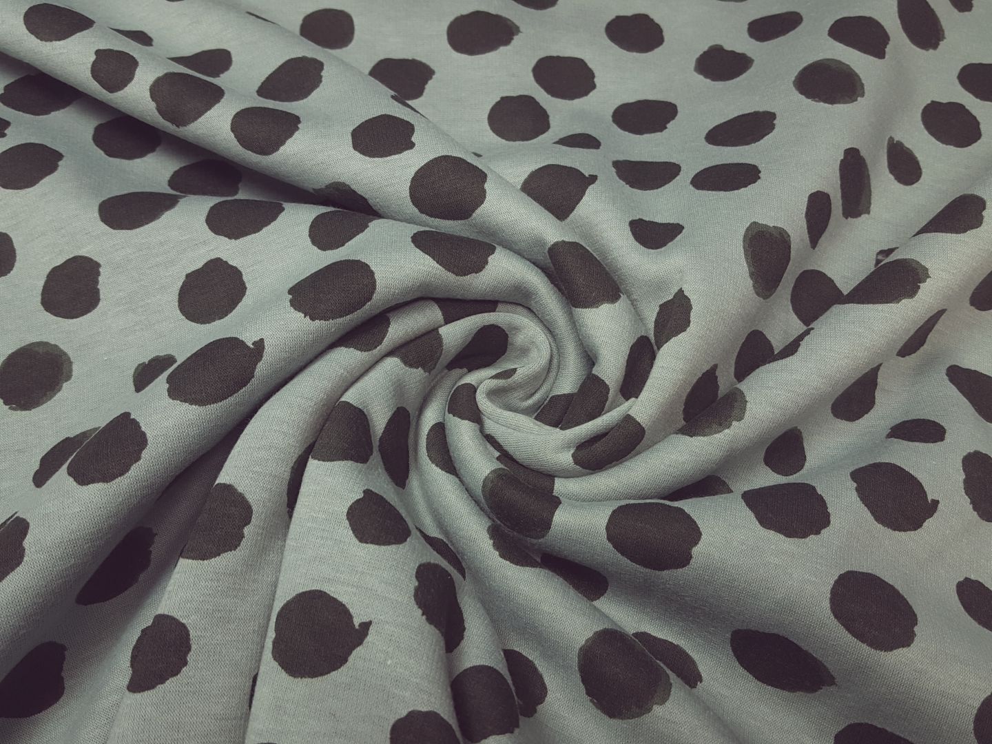 Einzelstück Alpenfleece Big Dots dusty mint/dunkelgrün
