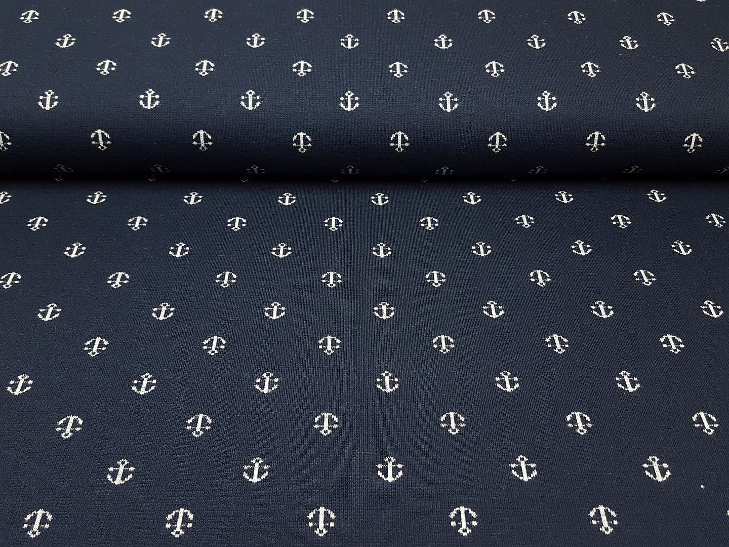 Bio-Jacquard Anker dunkelblau/weiss