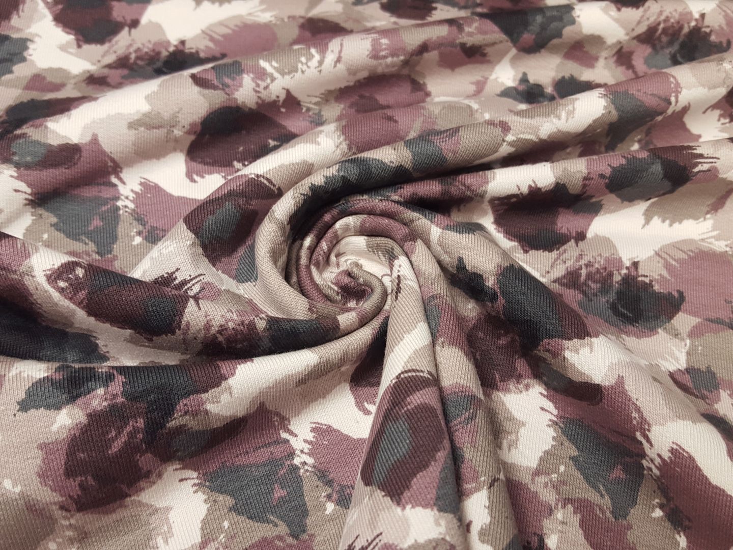 Einzelstück Bio French Terry mauve/rosa/schlamm