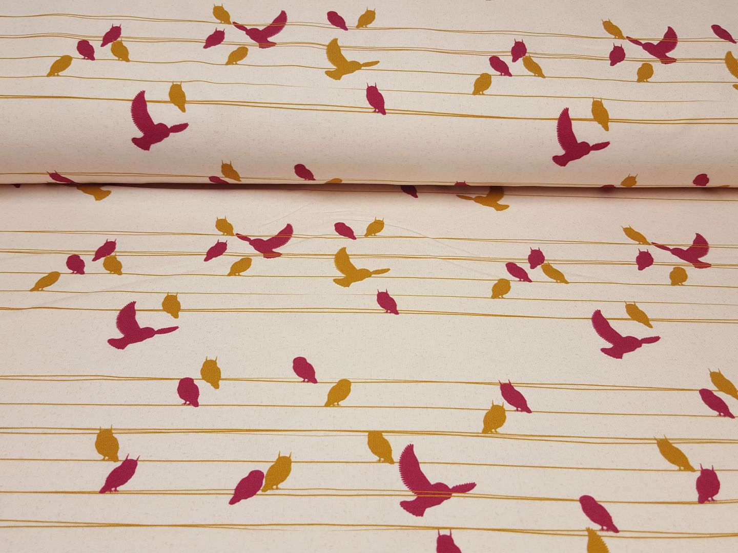 Birds on the Line rosa/pink/ocker
