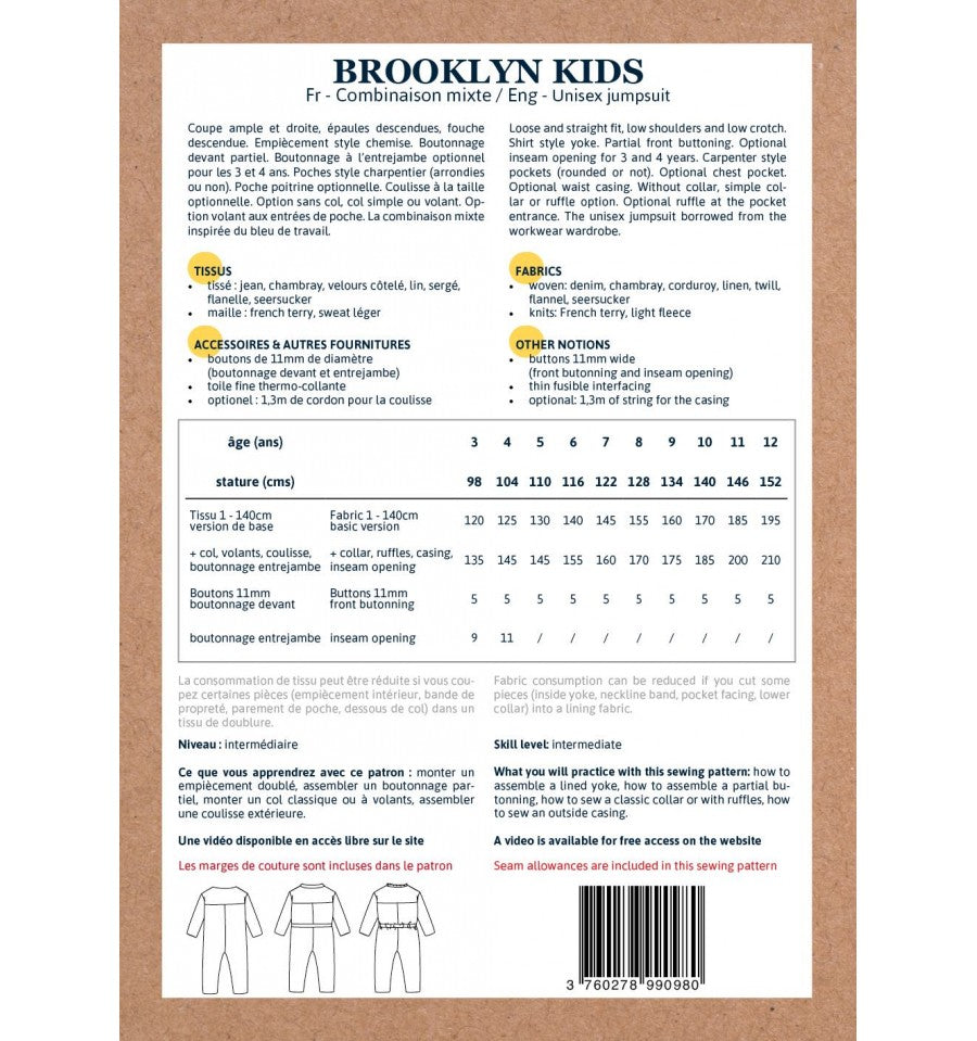 Brooklyn Jumpsuit für Kinder, Ikatee Papierschnittmuster