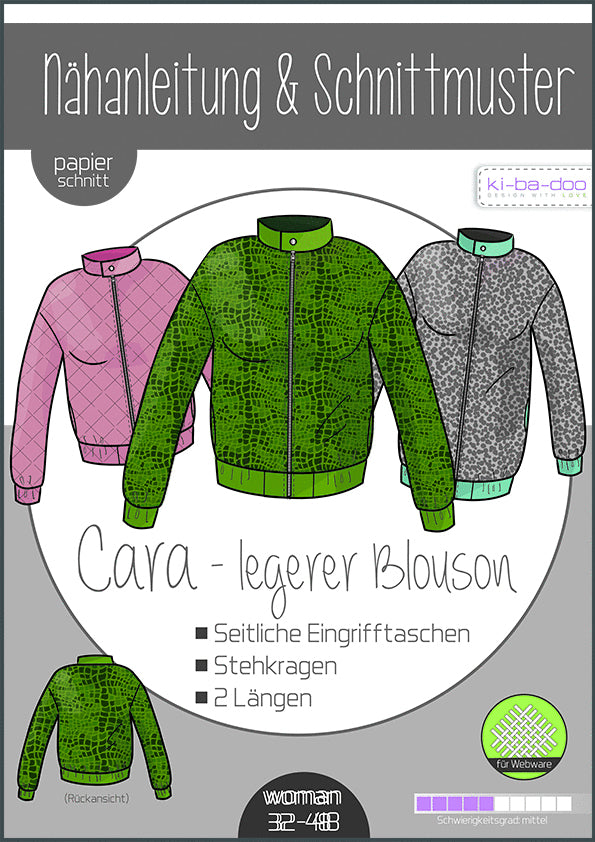 Cara legerer Blouson Damen, Ki-ba-doo Papierschnittmuster