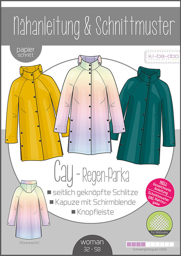 Cay Regen Parka Damen, Ki-ba-doo Papierschnittmuster