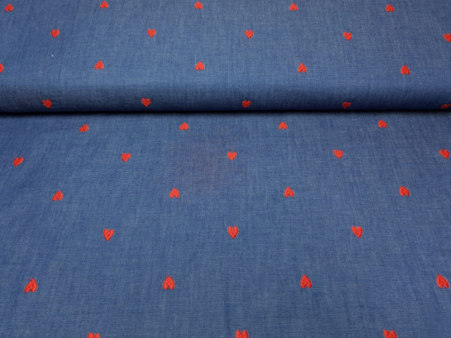 Chambray Hearts denim/rot