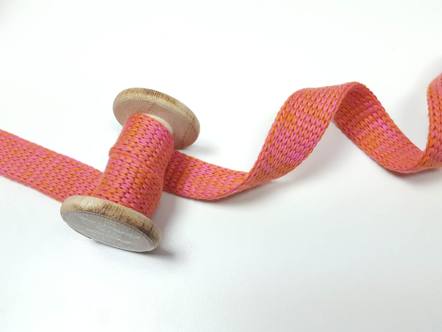Cord ME GLOW Baumwollkordel flach-geflochten, pink/orange