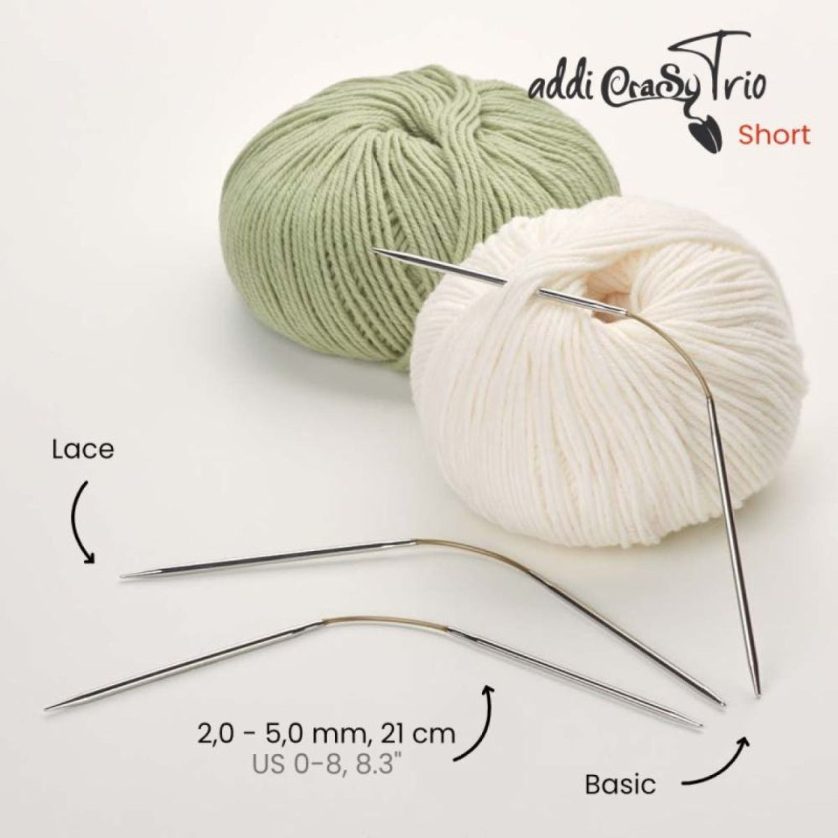 addi CraSy Trio short | Socken-Stricknadeln 21 cm