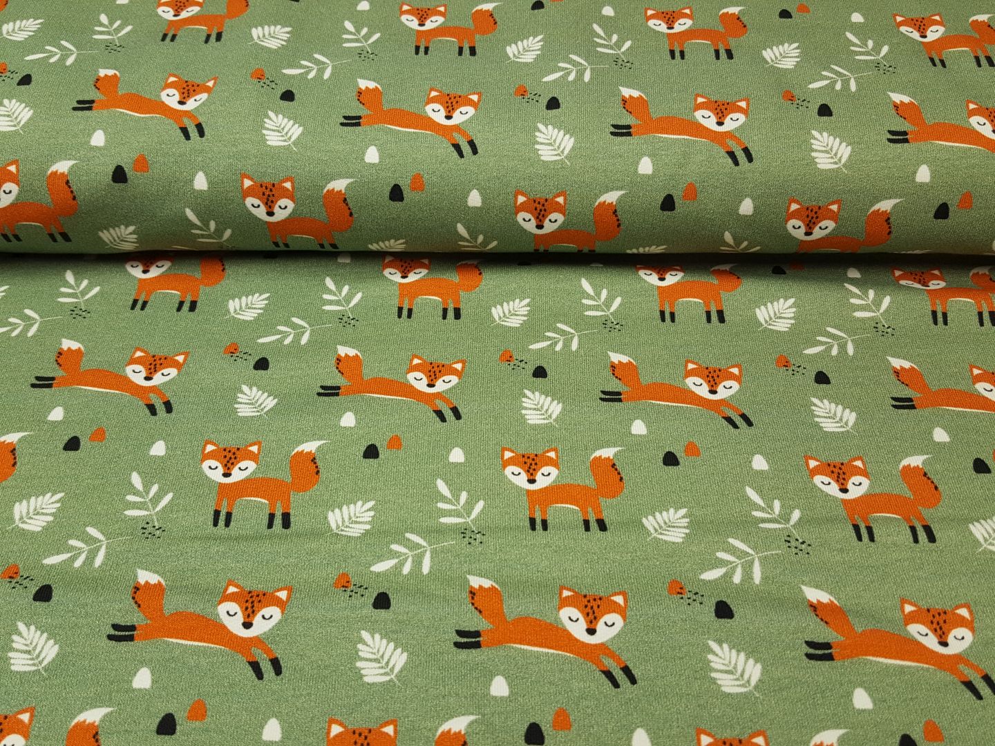 Einzelstück Cute Fox grasgrün/rost/weiss