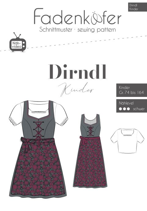 Papierschnittmuster Dirndl inkl. Bluse Kinder von Fadenkäfer