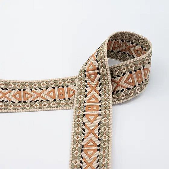 doppelseitiges Gurtenband Boho 50mm sand/dustymint/apricot