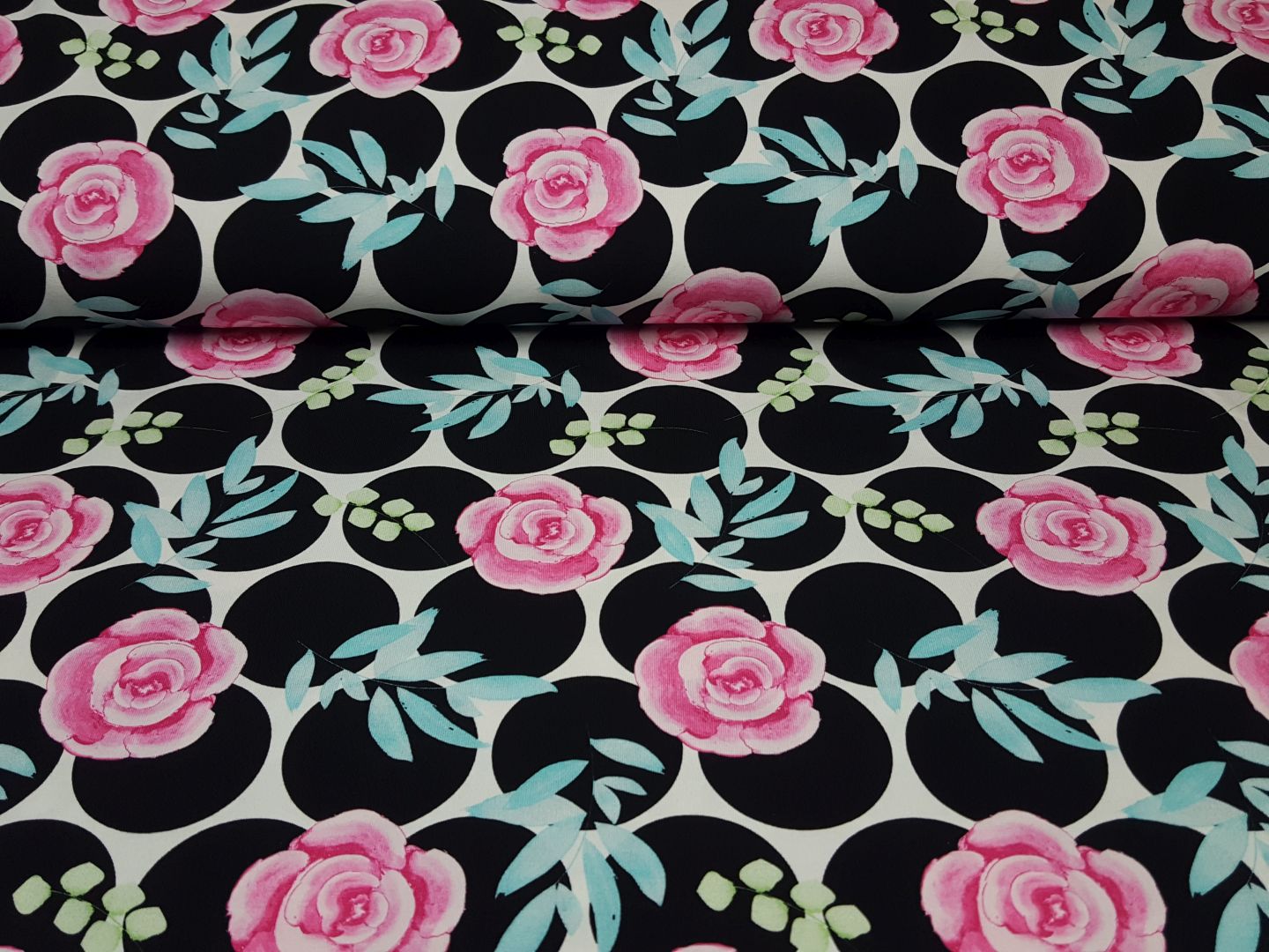 Dots Roses schwarz/pink/hellblau