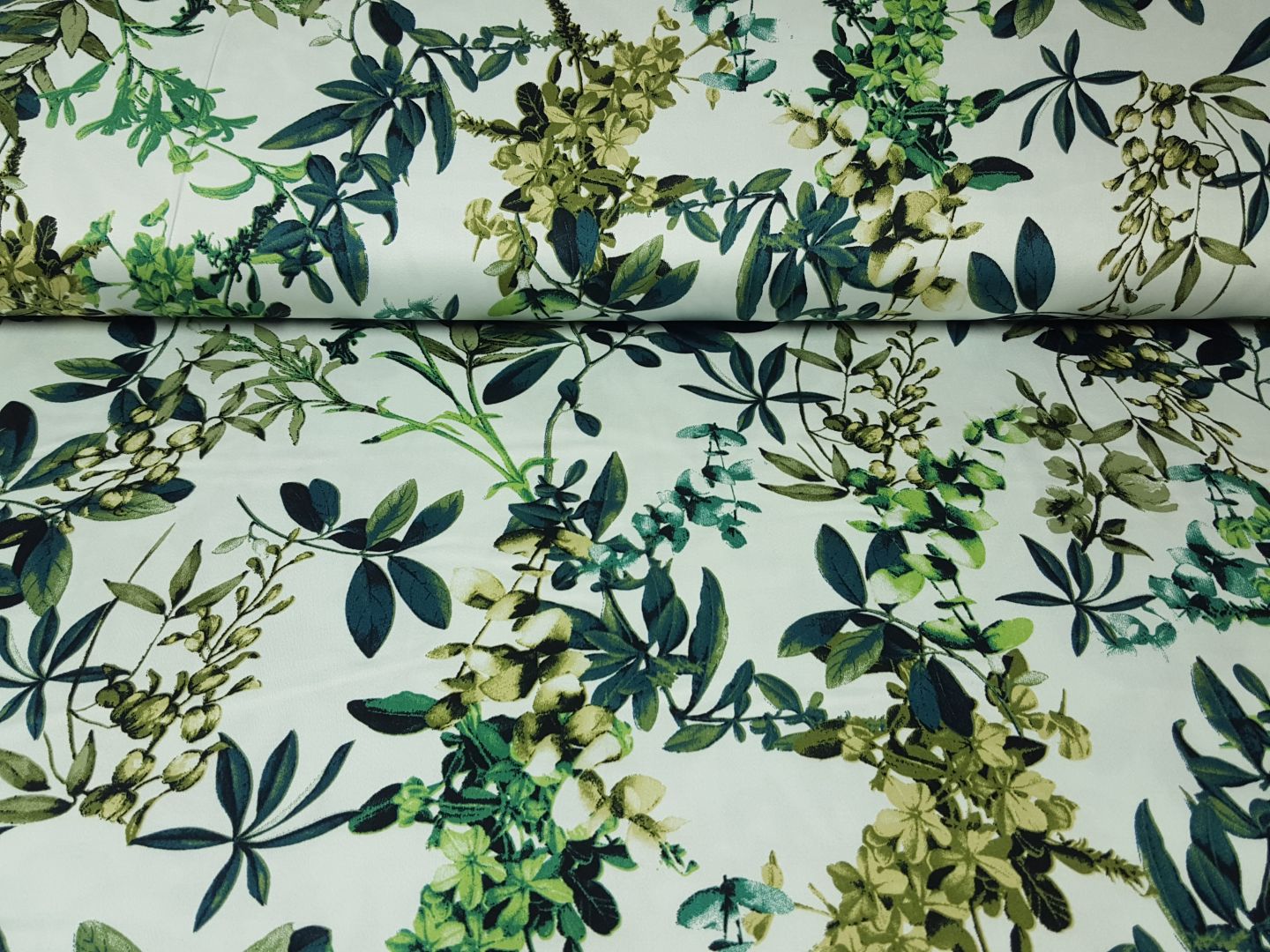 elast. Hosenstoff, Flowers offwhite/petrol/khaki