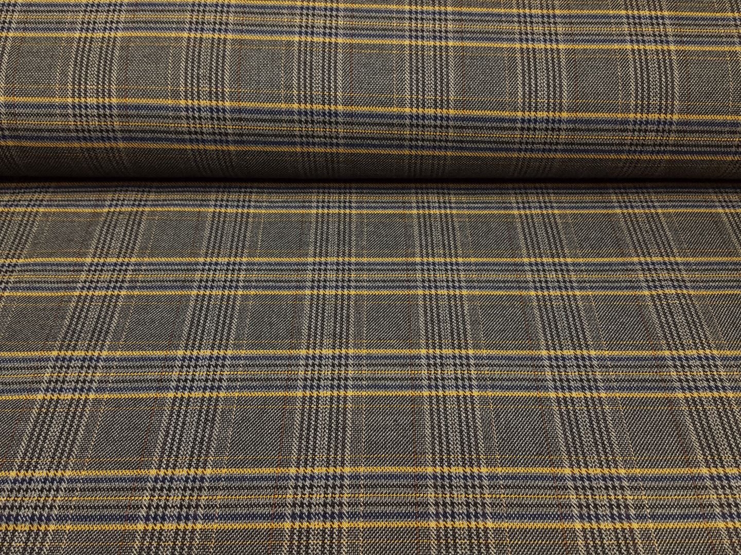 elast. Hosenstoff, Nellox grau melange/senf/blau