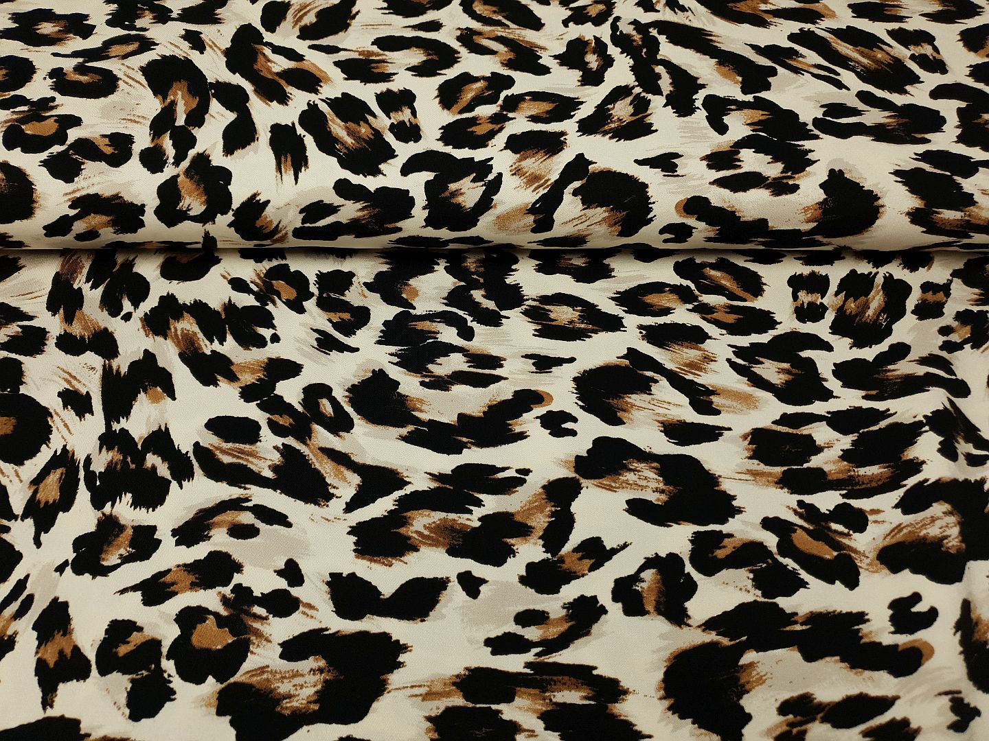 elast. Viskosewebware Leopard ecru/schwarz/braun