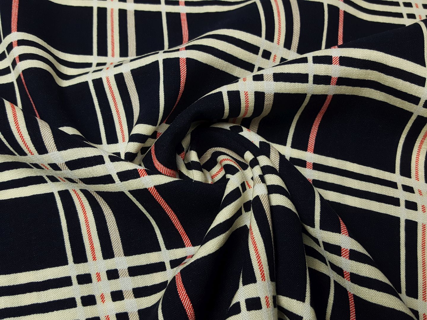 elast. Viskosewebware nachtblau/creme/rot