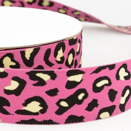 Elastisches Gummiband 40mm Leo pink/schwarz/gelb