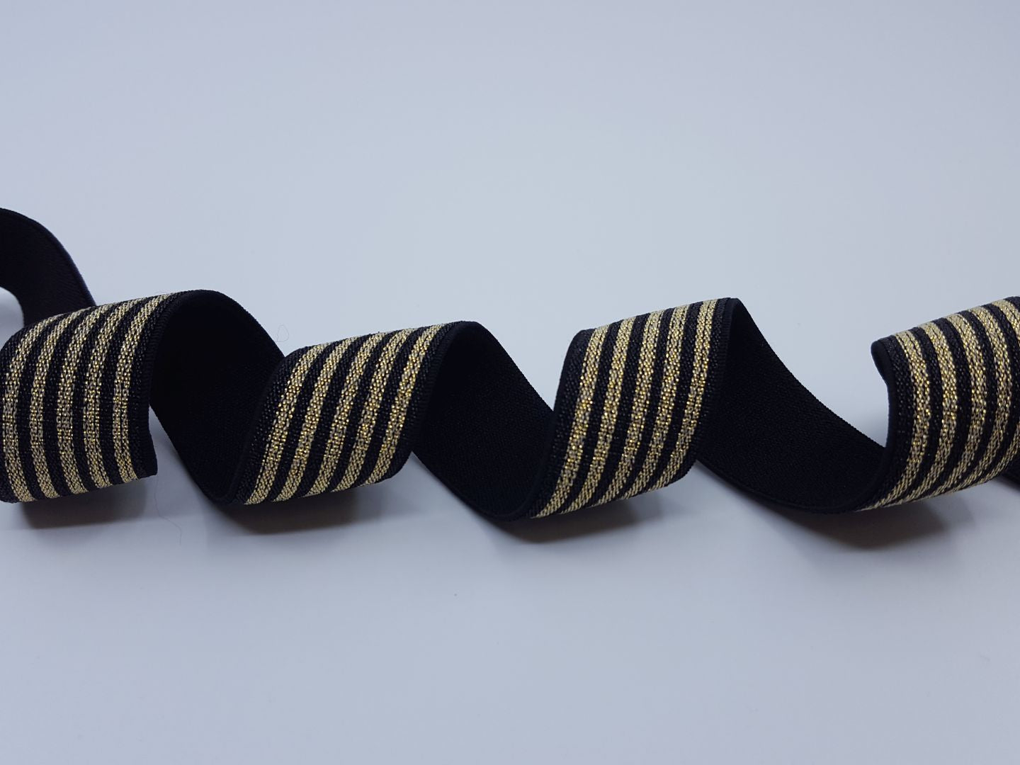 Elastisches Metall Gummiband Streifen gold-schwarz