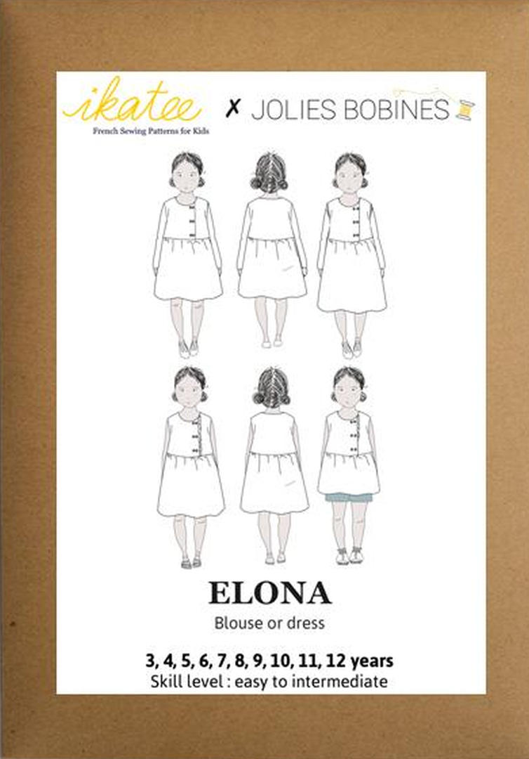 Elona Bluse und Dress für Kinder, Ikatee Papierschnittmuster