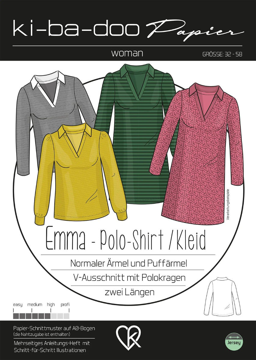 Polo-Shirt/Kleid Emma Damen, Ki-ba-doo Papierschnittmuster