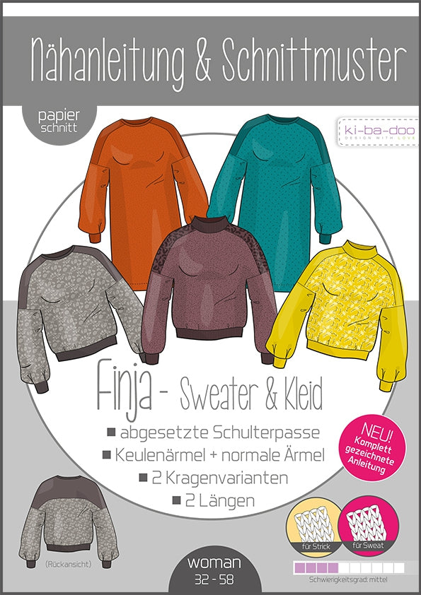 Finja Sweater-Kleid Damen, Ki-ba-doo Papierschnittmuster