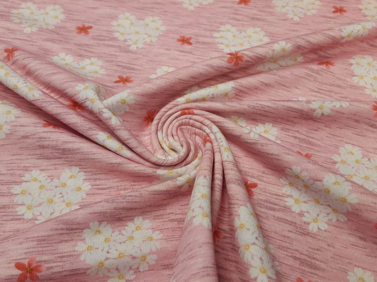 Flower Hearts rosa melange/offwhite/gelb