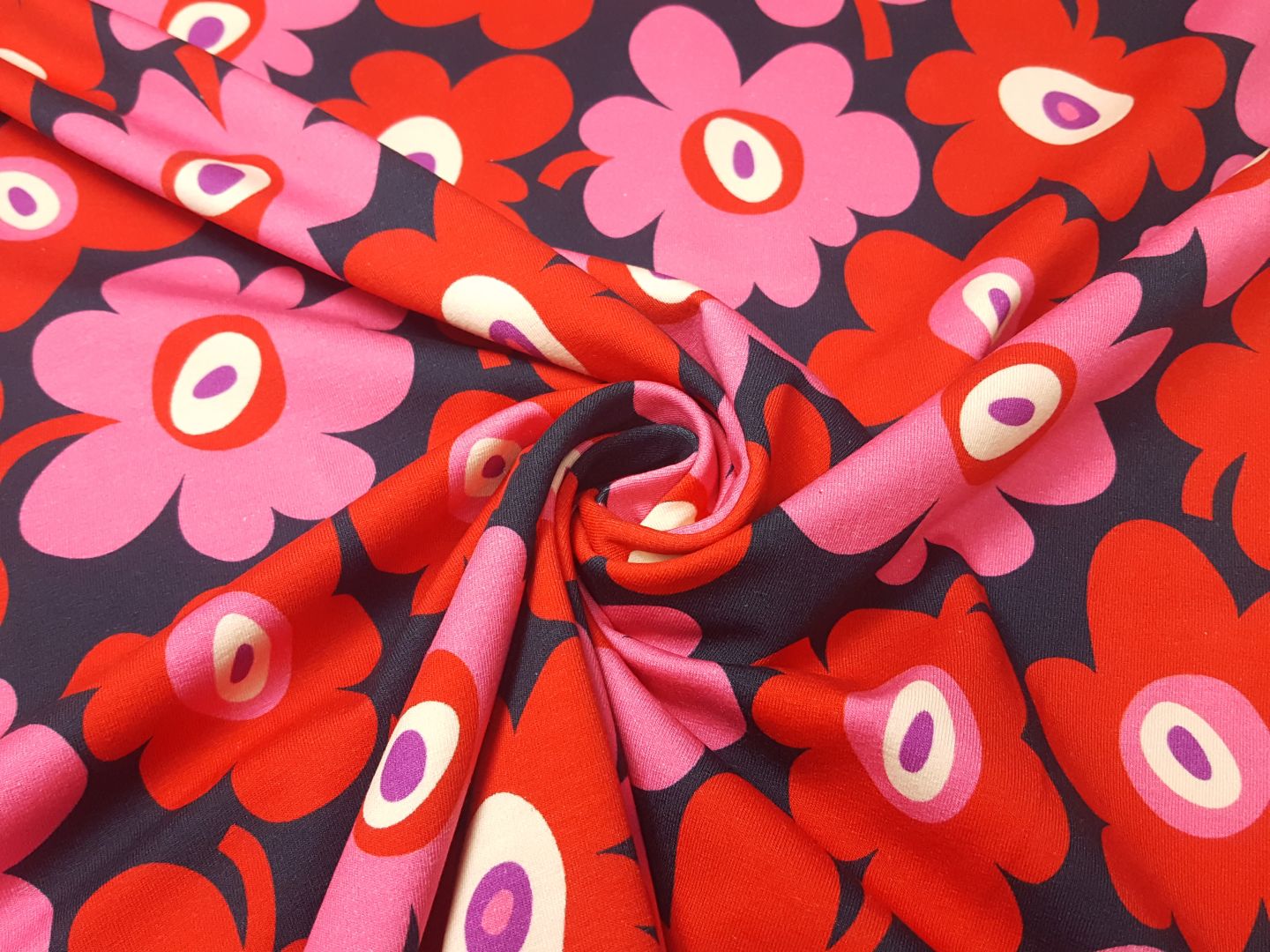 Flower Power nachtblau/rot/pink/flieder/offwhite