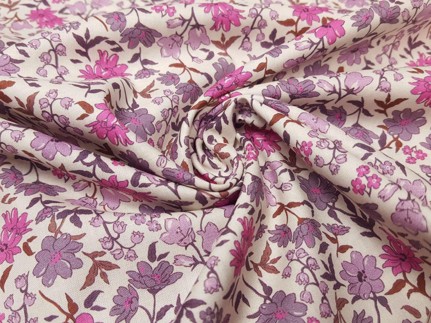Flowers creme/fuchsia/mauve