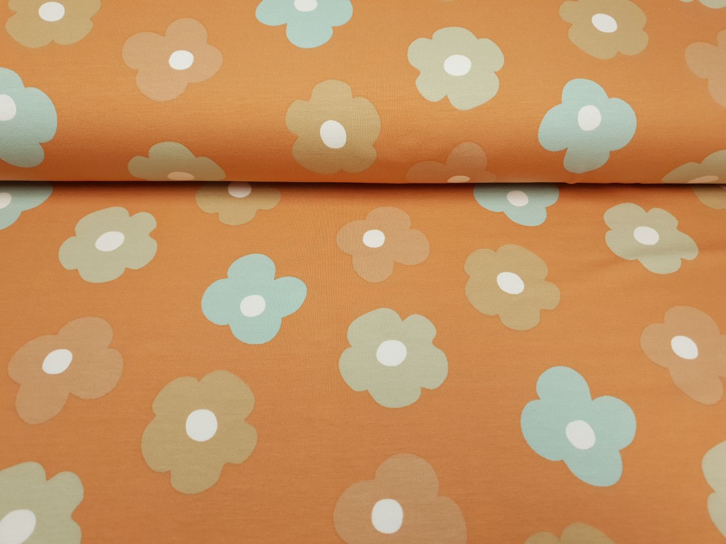 Flowers dunkles apricot/offwhite/mint/beige