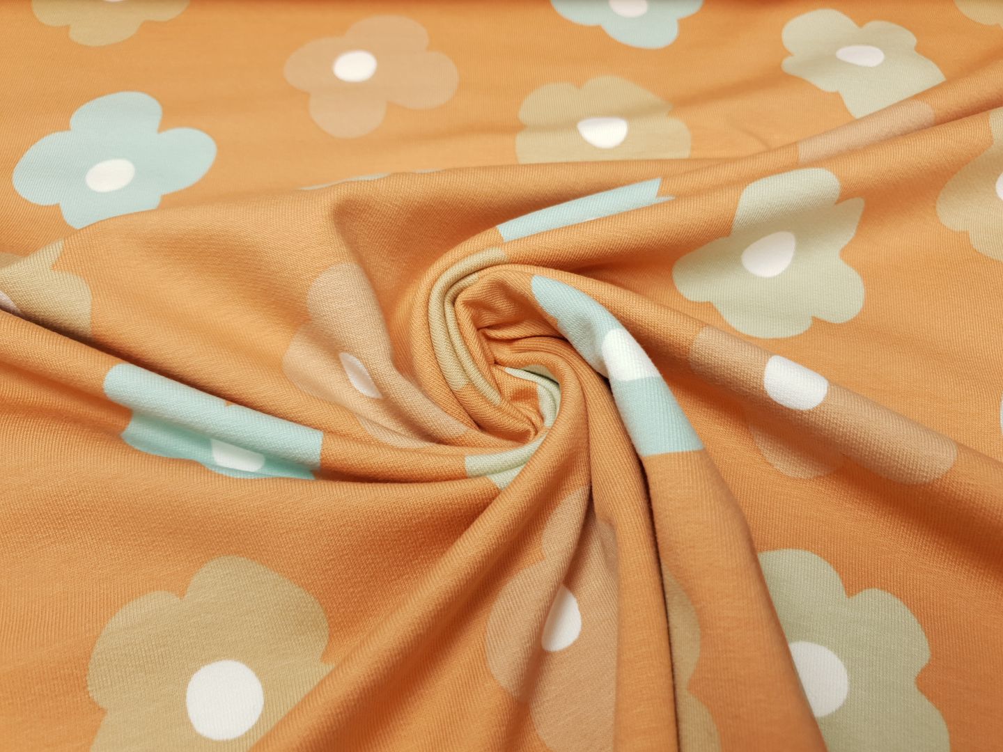 Flowers dunkles apricot/offwhite/mint/beige