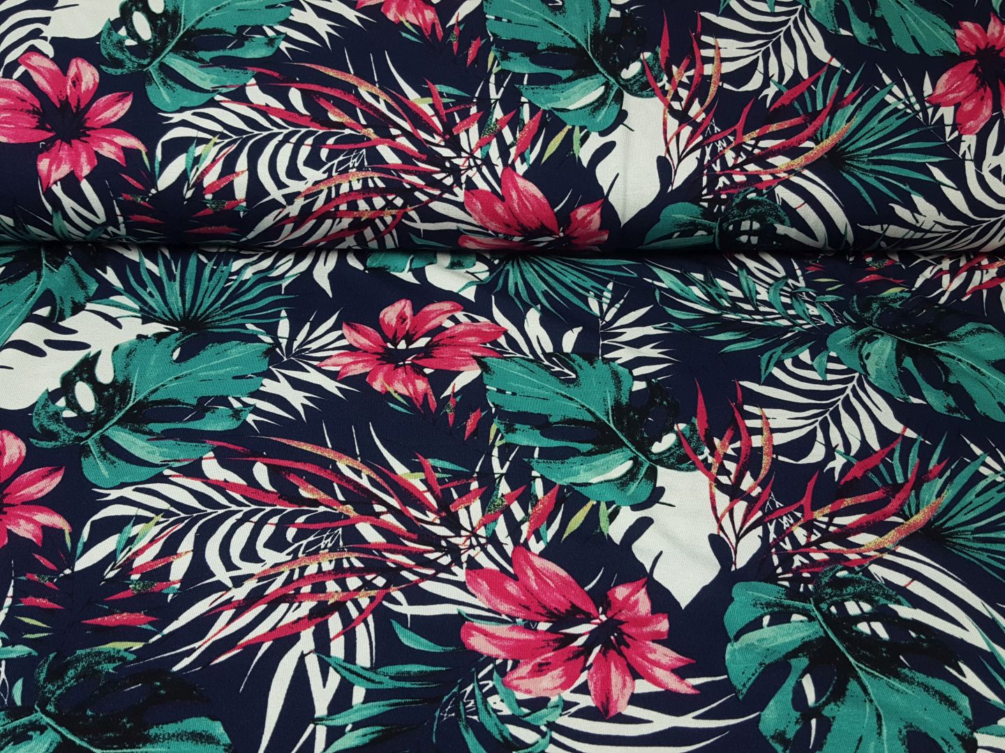 Flowers nachtblau/offwhite/pink