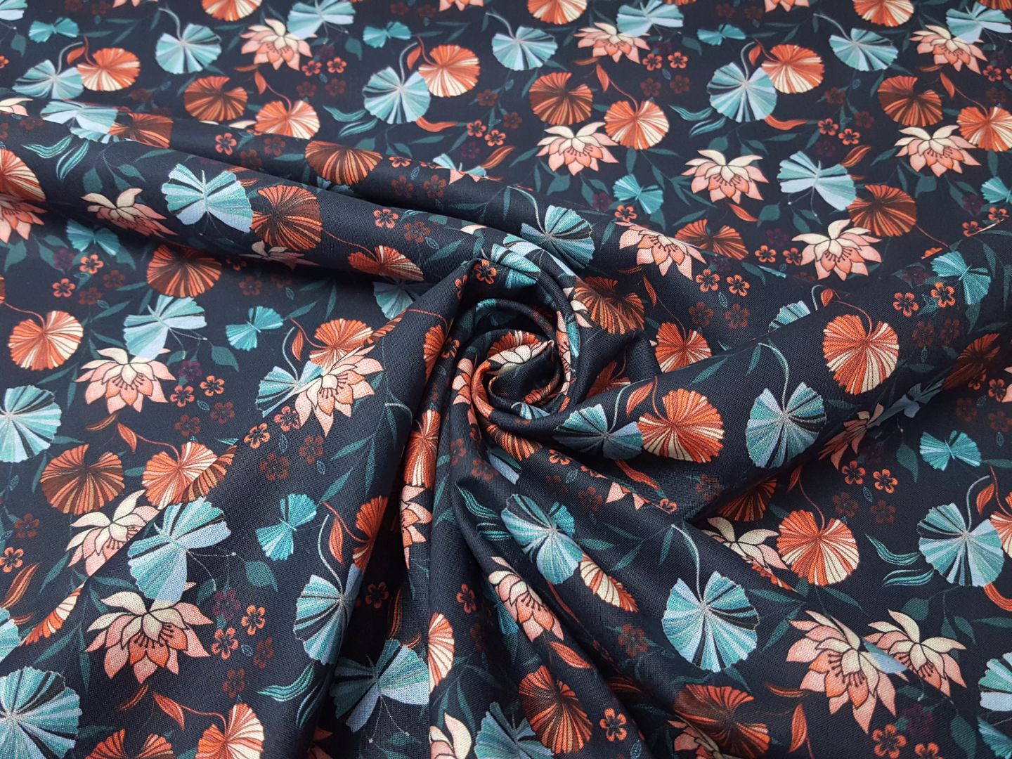 Flowers navy/mint/korall/beige