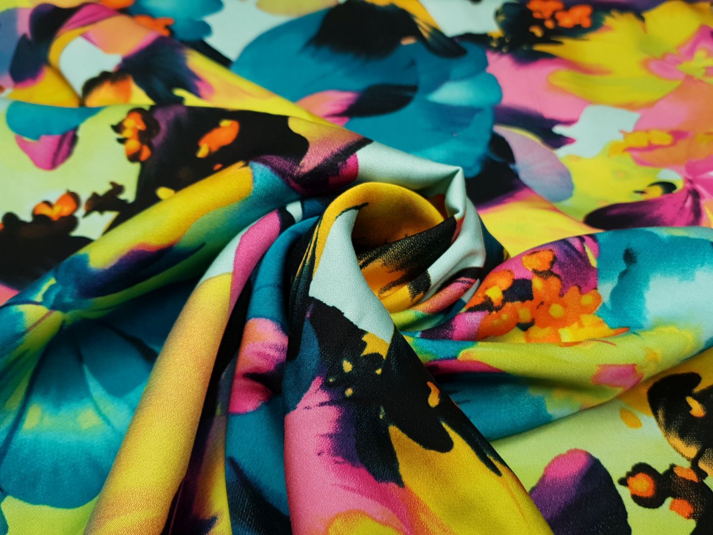 Einzelstück Flowers türkis/pink/gelb